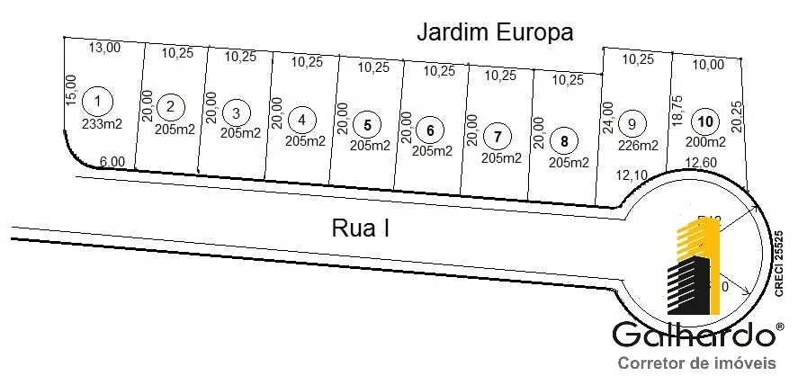 Foto 2 de Lote de 205 m² com 10,25 m de frente, Jardim Europa